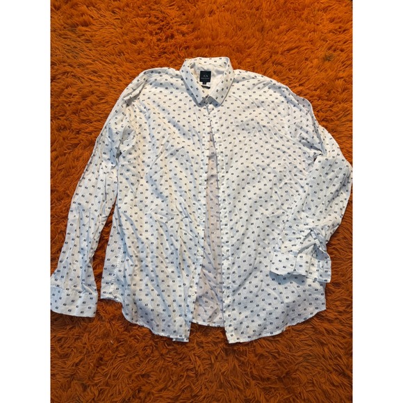Armani Exchange Other - Armani Exchange Mens XXL Regular Fit White Navy AIX Logo Print Button Down Shirt